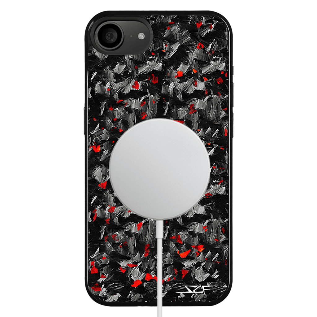 Kies-Motorsports Simply Carbon Fiber iPhone | Red Flake Forged Carbon Fiber Case | CLASSIC Series