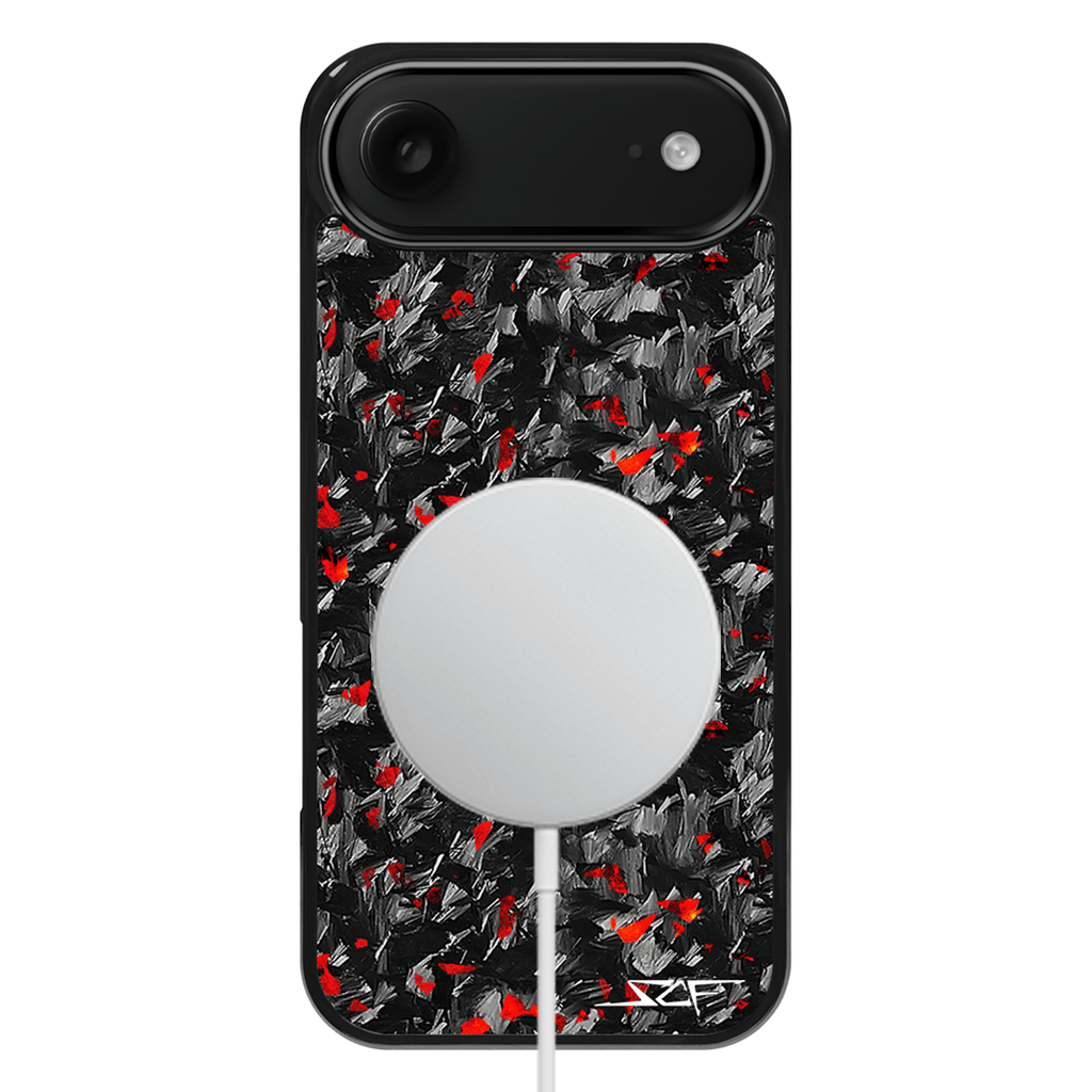 Kies-Motorsports Simply Carbon Fiber iPhone | Red Flake Forged Carbon Fiber Case | CLASSIC Series