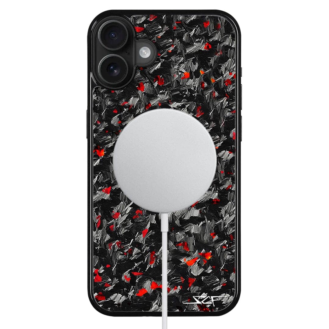 Kies-Motorsports Simply Carbon Fiber iPhone | Red Flake Forged Carbon Fiber Case | CLASSIC Series