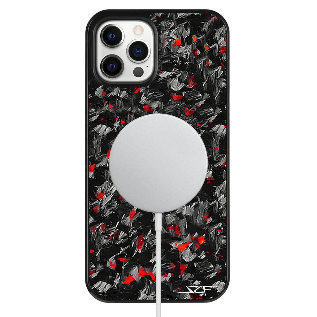Kies-Motorsports Simply Carbon Fiber iPhone | Red Flake Forged Carbon Fiber Case | CLASSIC Series