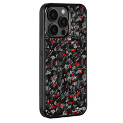 Kies-Motorsports Simply Carbon Fiber iPhone | Red Flake Forged Carbon Fiber Case | CLASSIC Series iPhone 15 Pro Max
