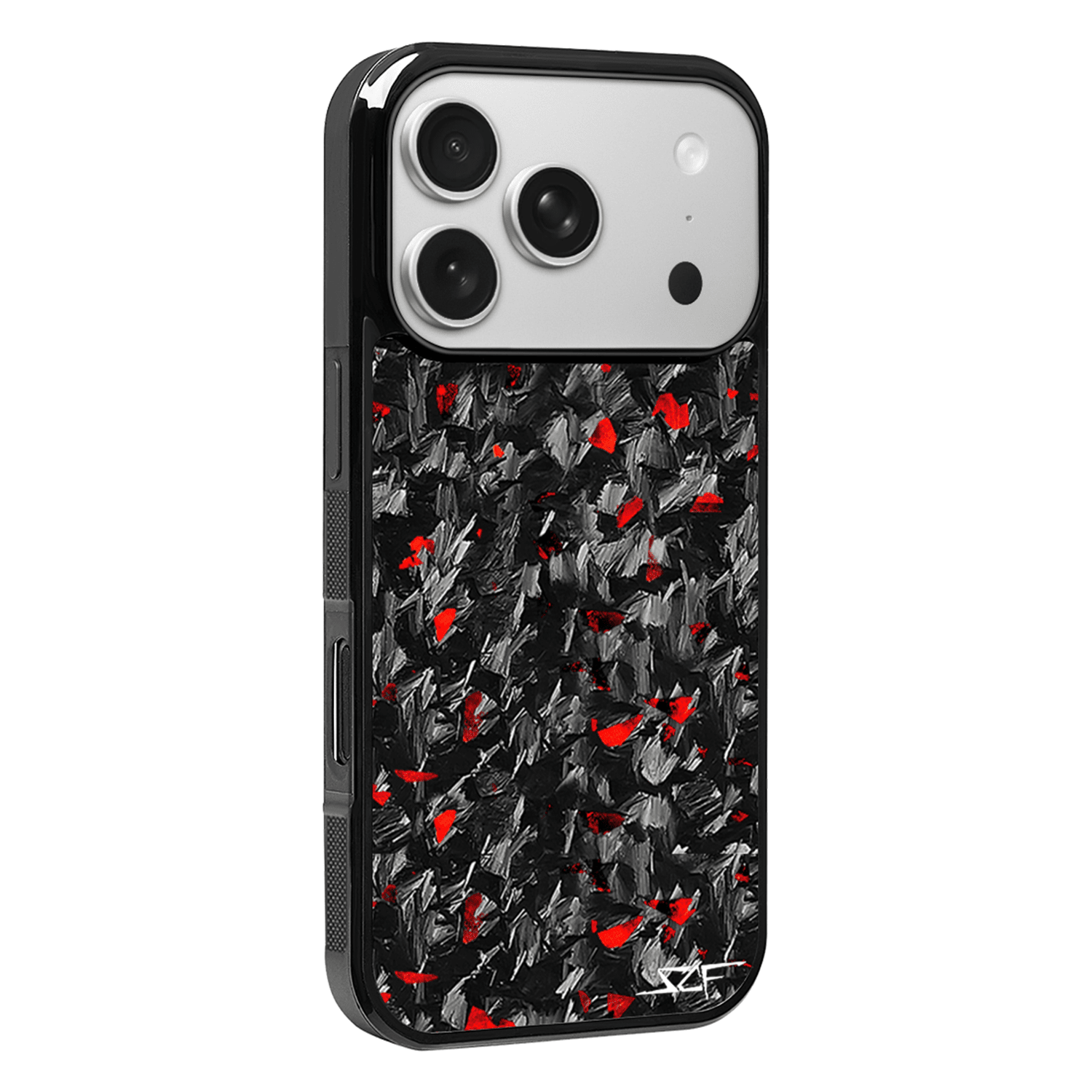 Kies-Motorsports Simply Carbon Fiber iPhone | Red Flake Forged Carbon Fiber Case | CLASSIC Series iPhone 17 Pro Max