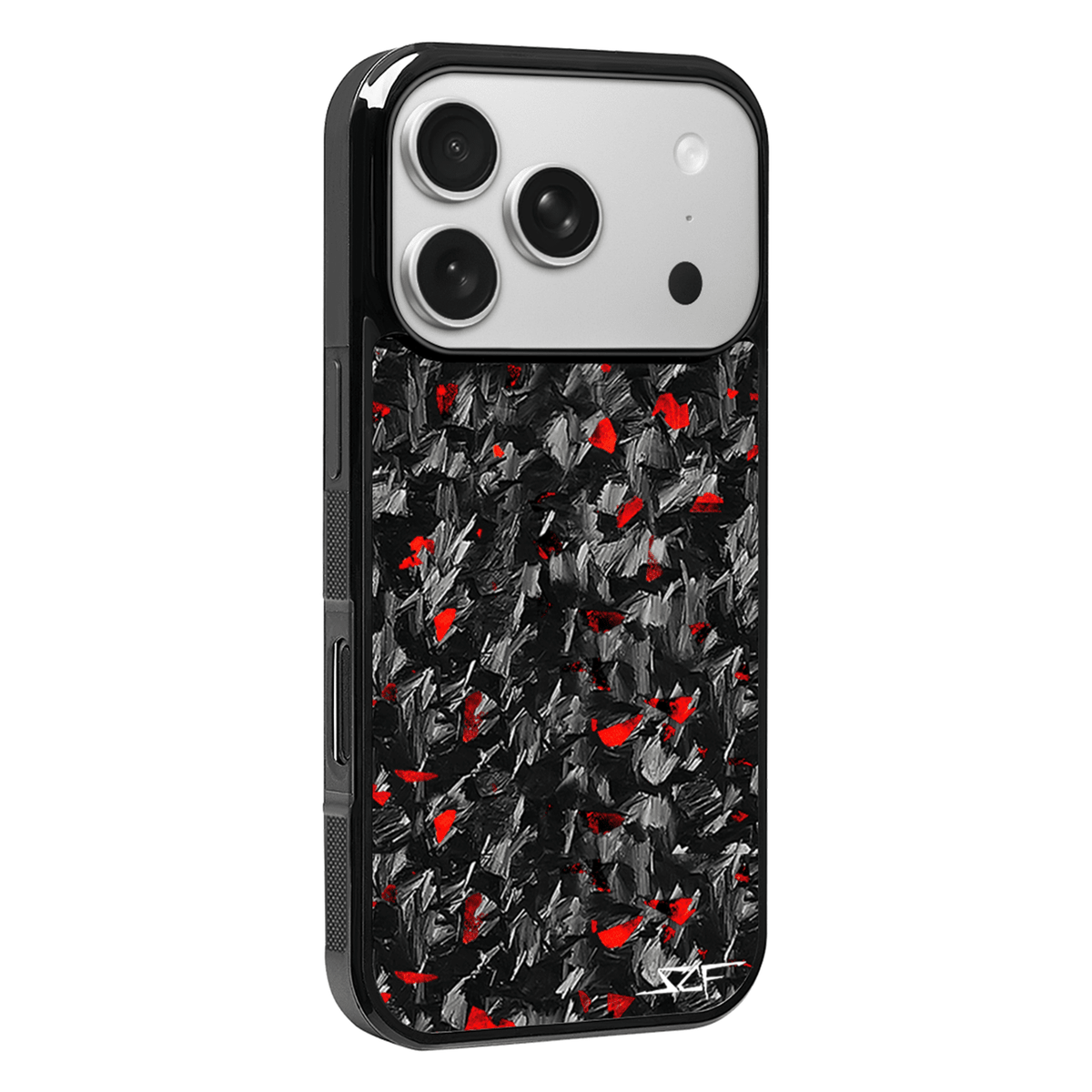 Kies-Motorsports Simply Carbon Fiber iPhone | Red Flake Forged Carbon Fiber Case | CLASSIC Series iPhone 17 Pro Max