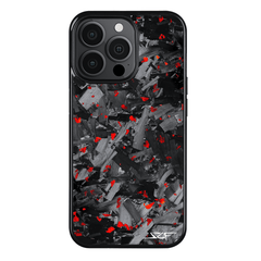 Kies-Motorsports Simply Carbon Fiber iPhone | Red Flake Forged Chunk Carbon Fiber Case | CLASSIC Series