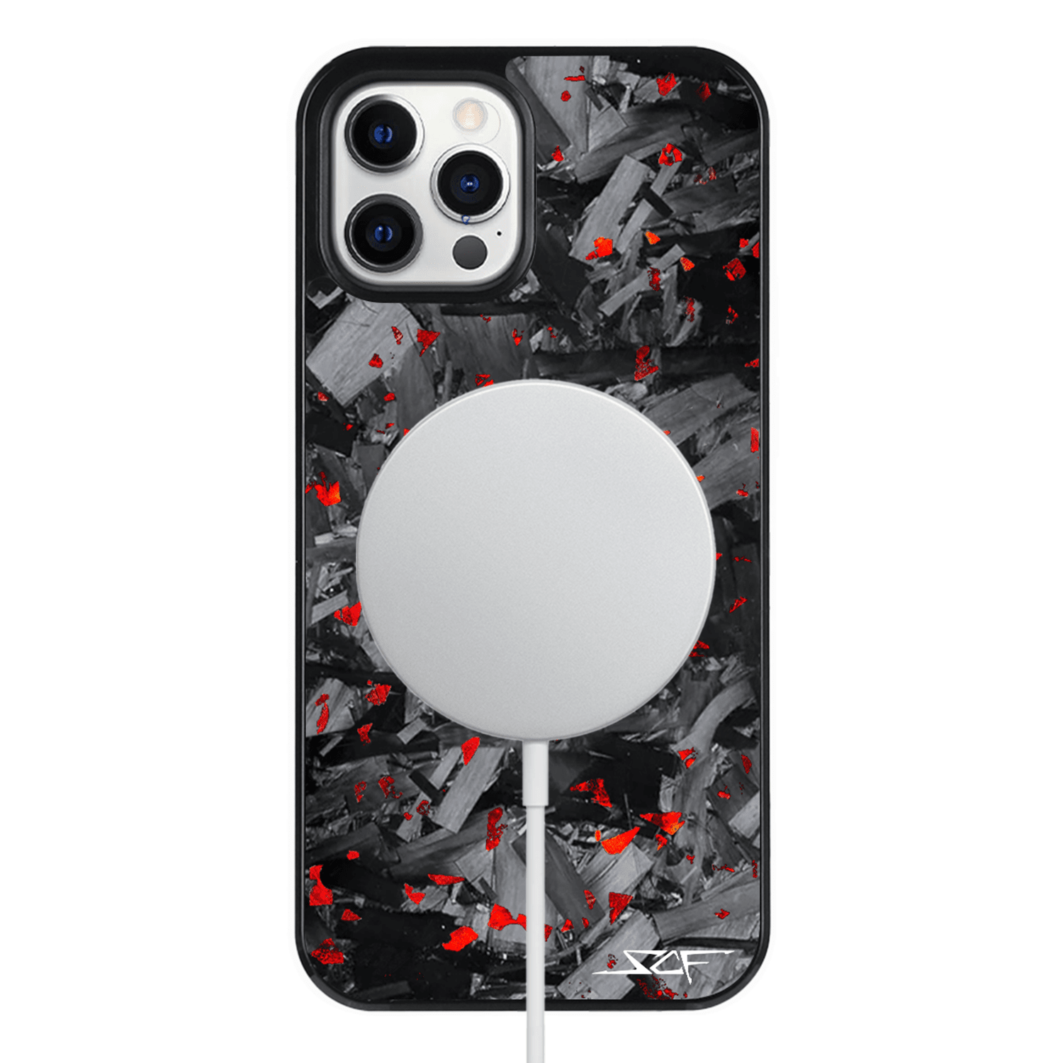 Kies-Motorsports Simply Carbon Fiber iPhone | Red Flake Forged Chunk Carbon Fiber Case | CLASSIC Series
