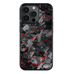 Kies-Motorsports Simply Carbon Fiber iPhone | Red Flake Forged Chunk Carbon Fiber Case | CLASSIC Series