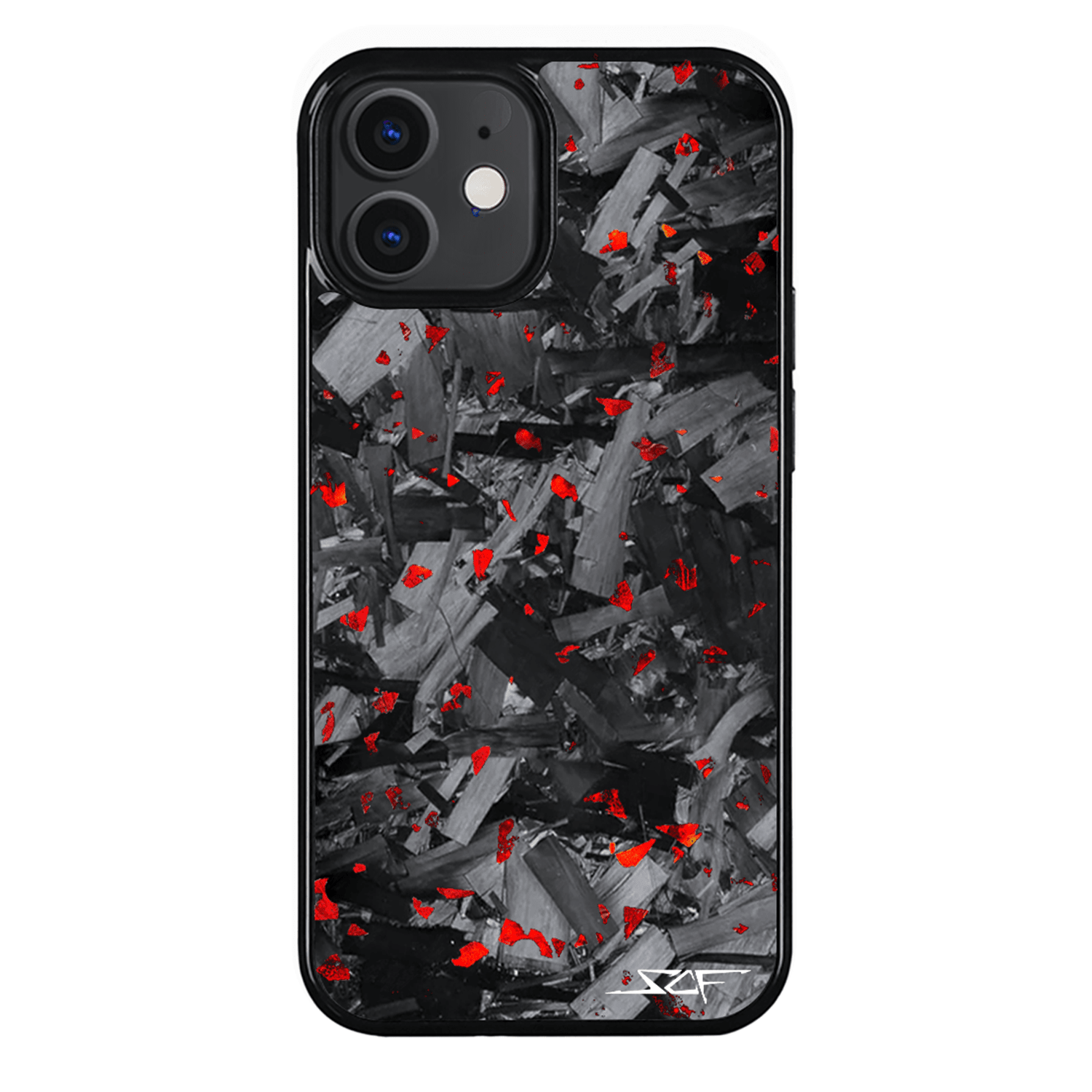 Kies-Motorsports Simply Carbon Fiber iPhone | Red Flake Forged Chunk Carbon Fiber Case | CLASSIC Series