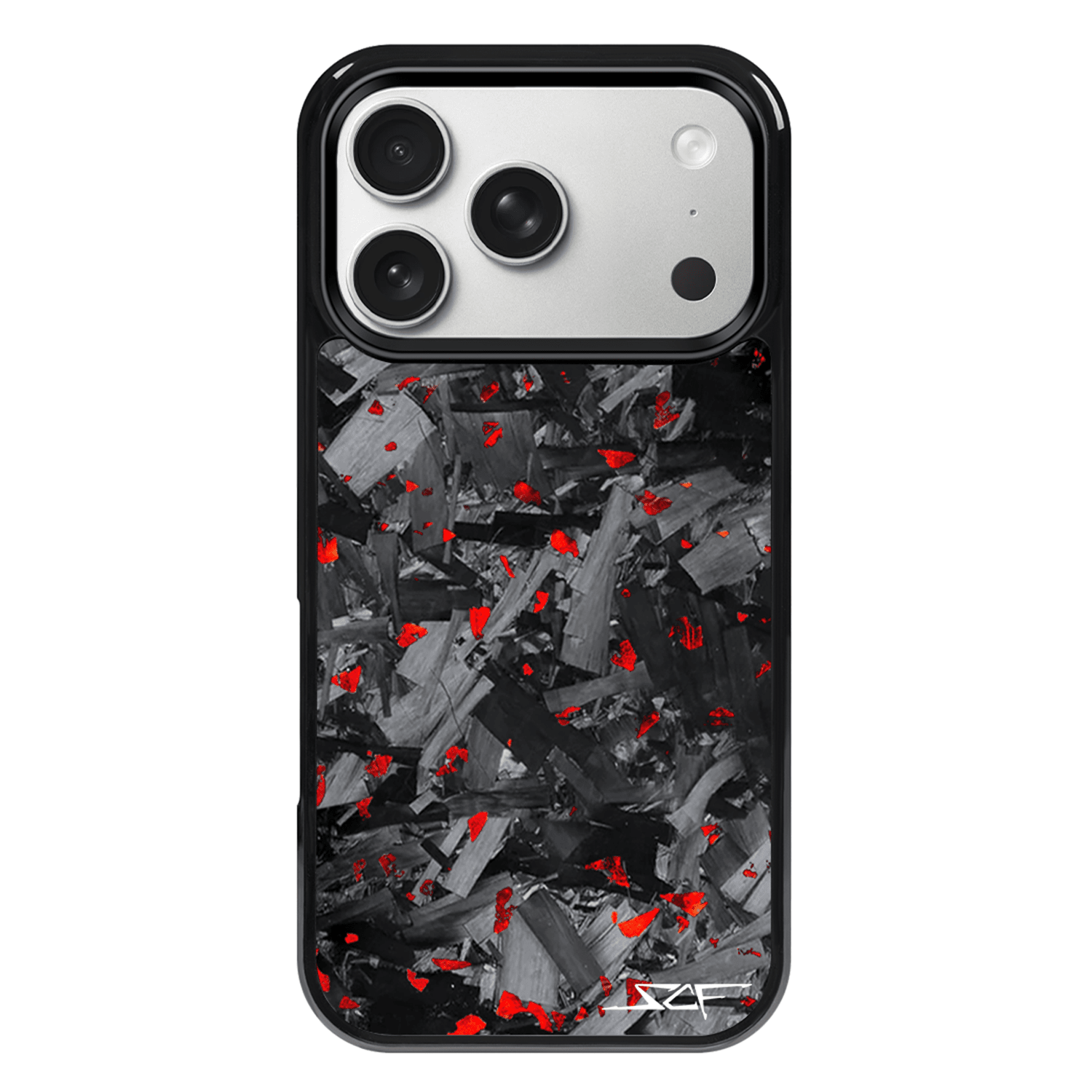 Kies-Motorsports Simply Carbon Fiber iPhone | Red Flake Forged Chunk Carbon Fiber Case | CLASSIC Series