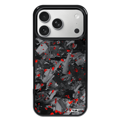 Kies-Motorsports Simply Carbon Fiber iPhone | Red Flake Forged Chunk Carbon Fiber Case | CLASSIC Series