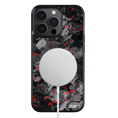 Kies-Motorsports Simply Carbon Fiber iPhone | Red Flake Forged Chunk Carbon Fiber Case | CLASSIC Series
