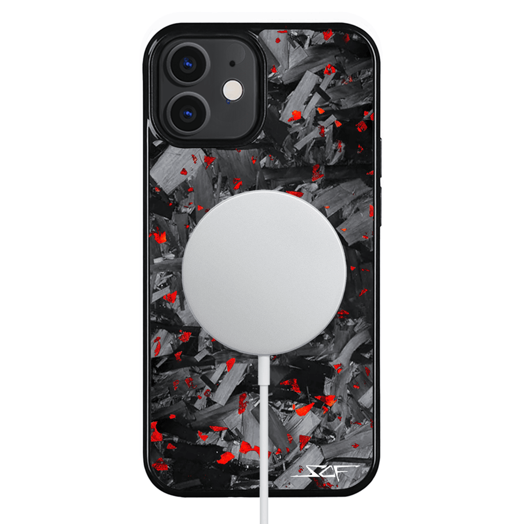 Kies-Motorsports Simply Carbon Fiber iPhone | Red Flake Forged Chunk Carbon Fiber Case | CLASSIC Series