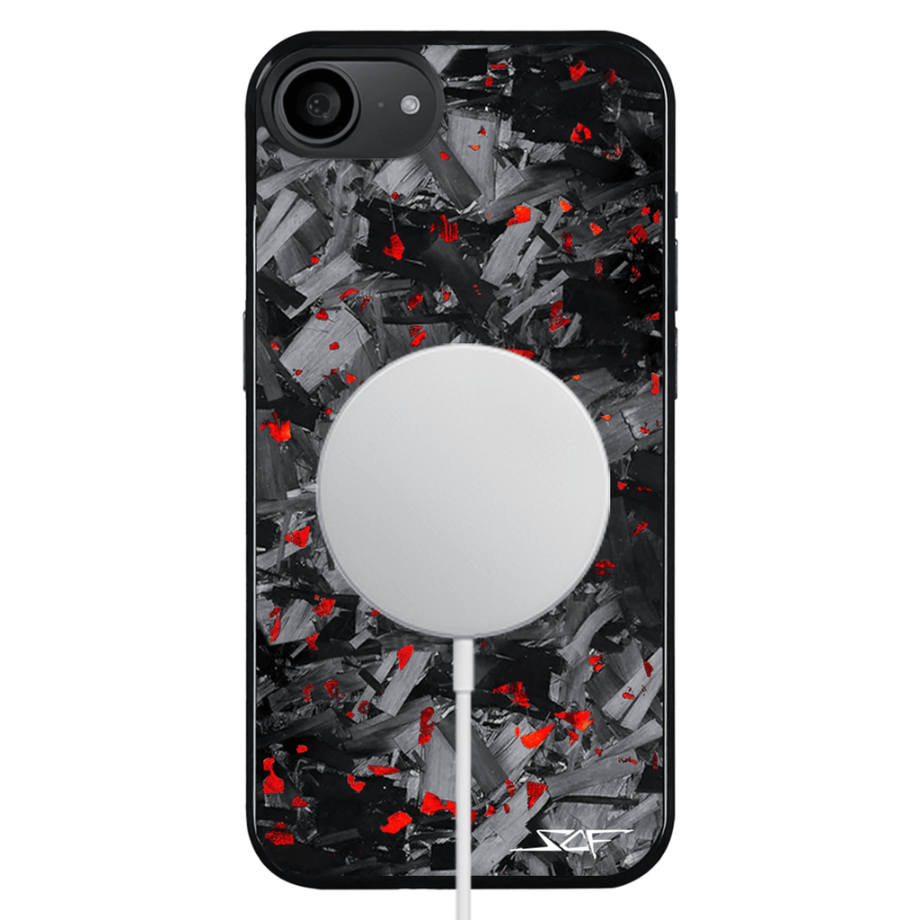 Kies-Motorsports Simply Carbon Fiber iPhone | Red Flake Forged Chunk Carbon Fiber Case | CLASSIC Series