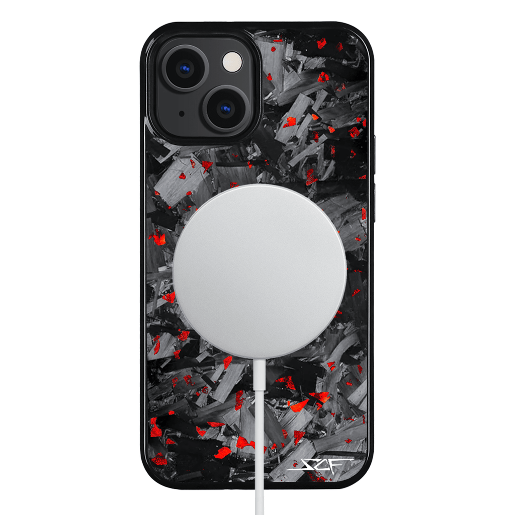 Kies-Motorsports Simply Carbon Fiber iPhone | Red Flake Forged Chunk Carbon Fiber Case | CLASSIC Series