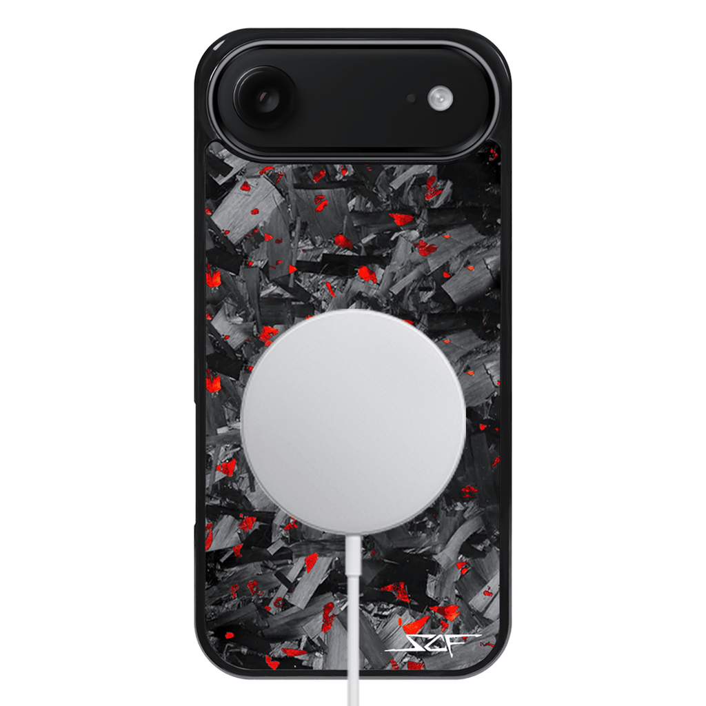 Kies-Motorsports Simply Carbon Fiber iPhone | Red Flake Forged Chunk Carbon Fiber Case | CLASSIC Series