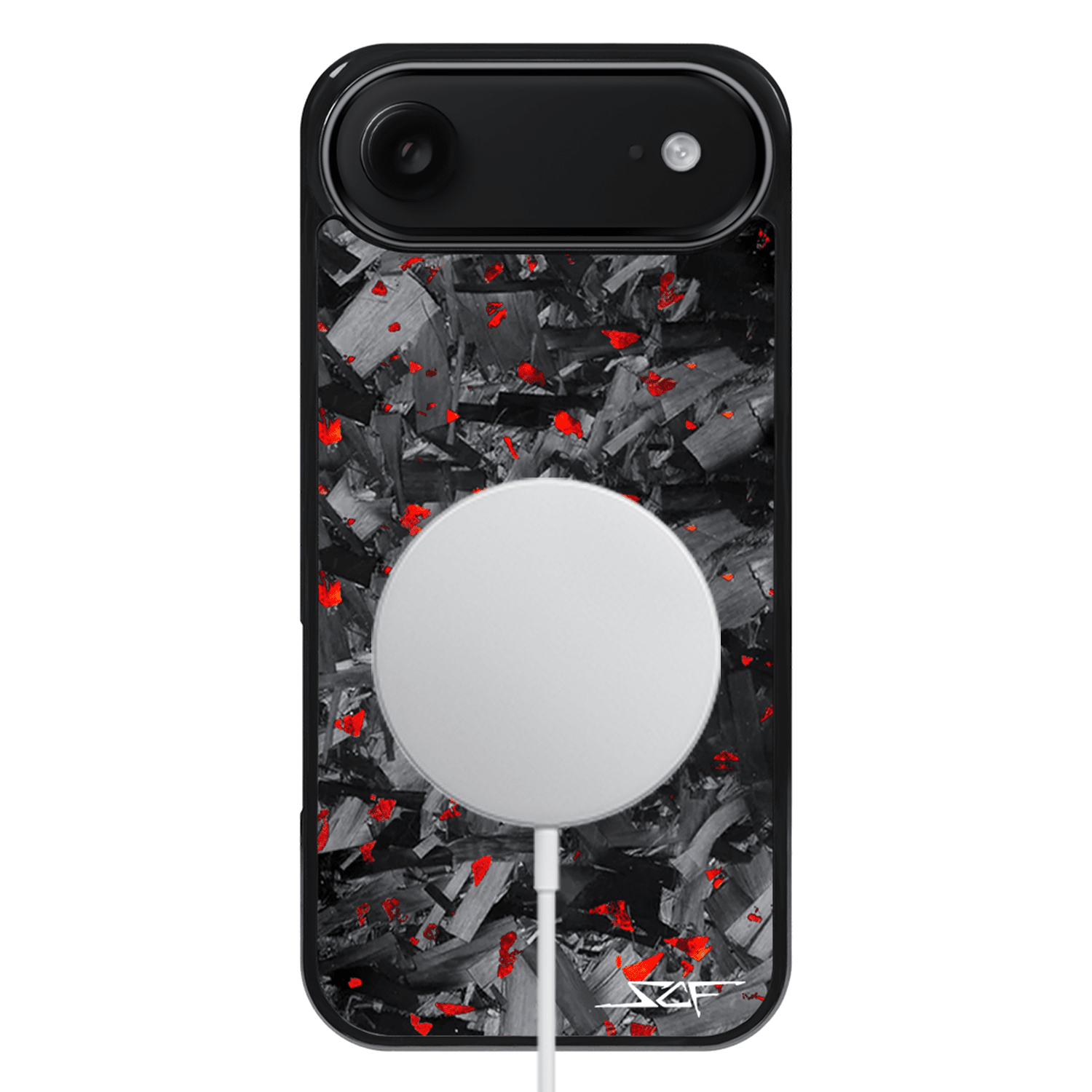 Kies-Motorsports Simply Carbon Fiber iPhone | Red Flake Forged Chunk Carbon Fiber Case | CLASSIC Series