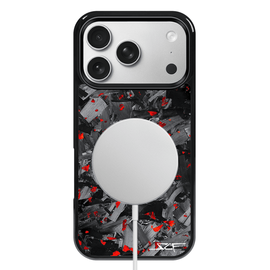 Kies-Motorsports Simply Carbon Fiber iPhone | Red Flake Forged Chunk Carbon Fiber Case | CLASSIC Series