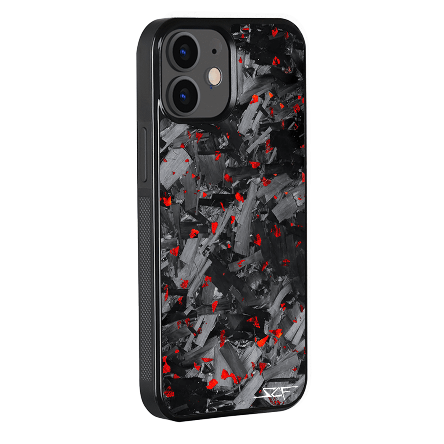 Kies-Motorsports Simply Carbon Fiber iPhone | Red Flake Forged Chunk Carbon Fiber Case | CLASSIC Series iPhone 12