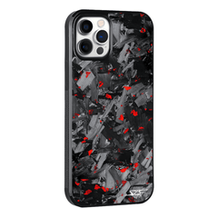 Kies-Motorsports Simply Carbon Fiber iPhone | Red Flake Forged Chunk Carbon Fiber Case | CLASSIC Series iPhone 12 Pro Max