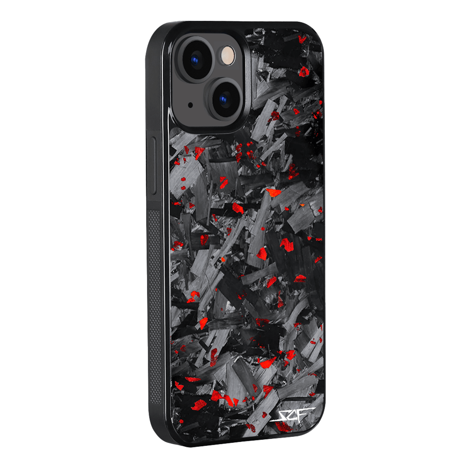 Kies-Motorsports Simply Carbon Fiber iPhone | Red Flake Forged Chunk Carbon Fiber Case | CLASSIC Series iPhone 15 Plus