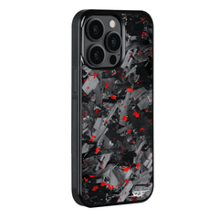 Kies-Motorsports Simply Carbon Fiber iPhone | Red Flake Forged Chunk Carbon Fiber Case | CLASSIC Series iPhone 15 Pro Max