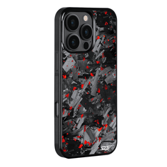 Kies-Motorsports Simply Carbon Fiber iPhone | Red Flake Forged Chunk Carbon Fiber Case | CLASSIC Series iPhone 16 Pro Max