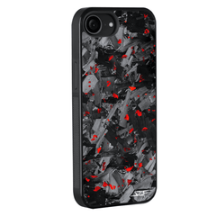 Kies-Motorsports Simply Carbon Fiber iPhone | Red Flake Forged Chunk Carbon Fiber Case | CLASSIC Series iPhone 16e