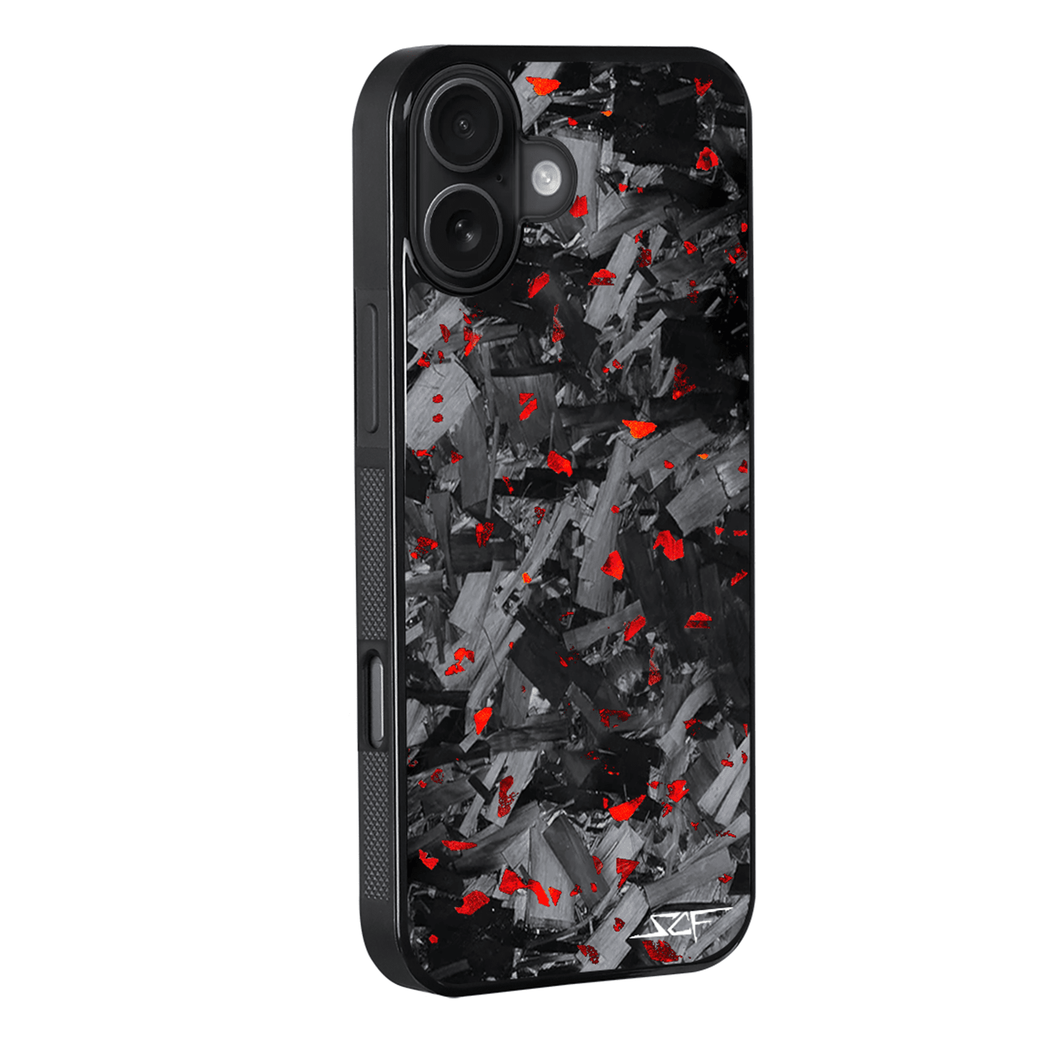 Kies-Motorsports Simply Carbon Fiber iPhone | Red Flake Forged Chunk Carbon Fiber Case | CLASSIC Series iPhone 17