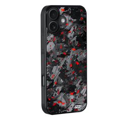 Kies-Motorsports Simply Carbon Fiber iPhone | Red Flake Forged Chunk Carbon Fiber Case | CLASSIC Series iPhone 17