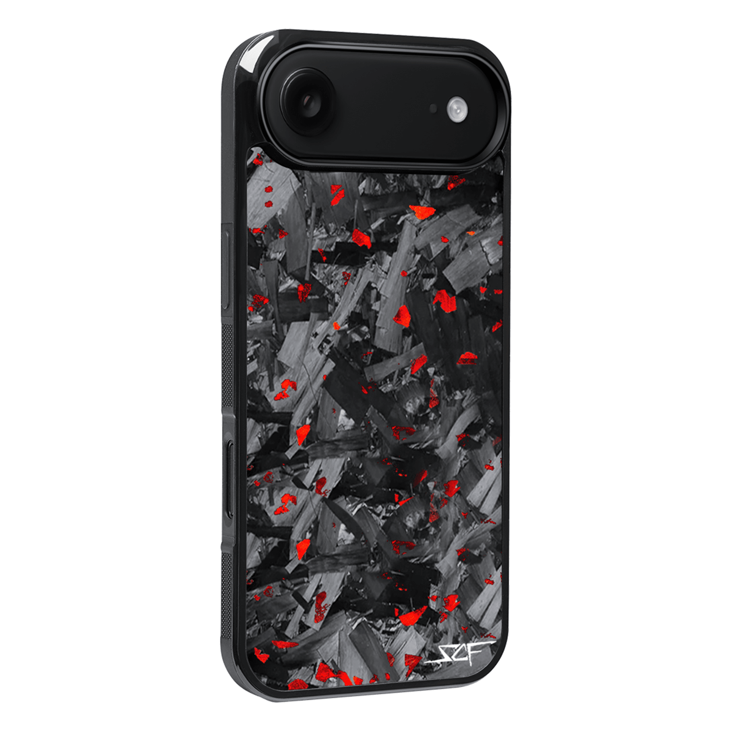 Kies-Motorsports Simply Carbon Fiber iPhone | Red Flake Forged Chunk Carbon Fiber Case | CLASSIC Series iPhone 17 Air