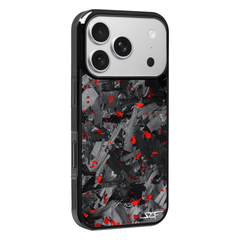 Kies-Motorsports Simply Carbon Fiber iPhone | Red Flake Forged Chunk Carbon Fiber Case | CLASSIC Series iPhone 17 Pro Max