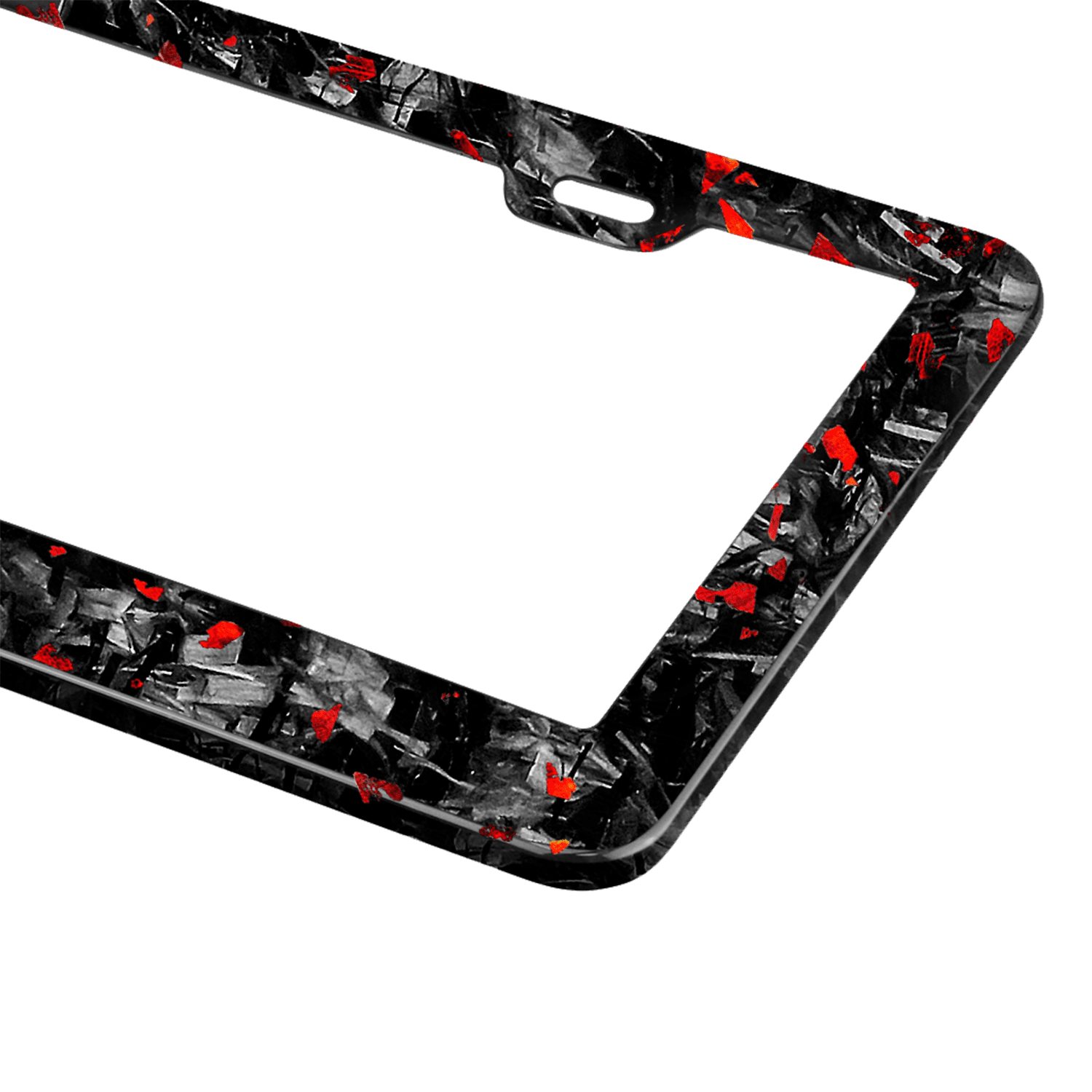 Kies-Motorsports Simply Carbon Fiber Red Flake Forged Carbon Fiber License Plate Frame