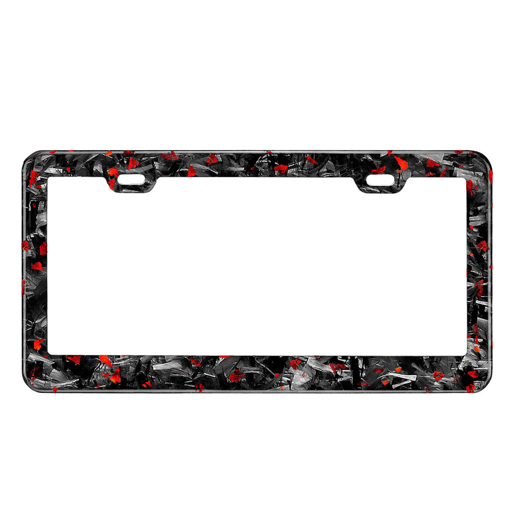 Kies-Motorsports Simply Carbon Fiber Red Flake Forged Carbon Fiber License Plate Frame