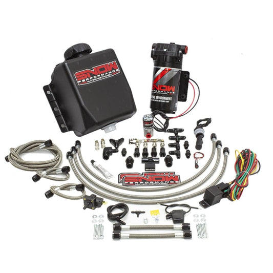 Kies-Motorsports Snow Performance Snow Performance Stage 1 Water Injection Stainless Steel Braided Line Quad Nozzle Kit
