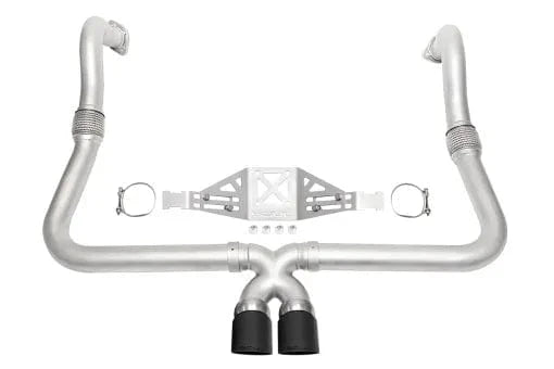 Kies-Motorsports Soul Performance Porsche 718 Cayman / Boxster Performance Exhaust System - Manual Trans - Slash  Cut Single Wall Tips (Copy) Slash  Cut Single Wall Tips / Satin Black