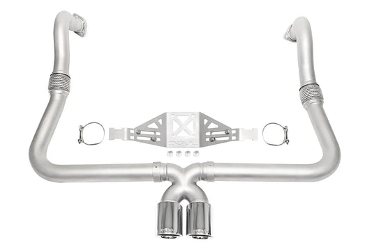 Kies-Motorsports Soul Performance Porsche 718 Cayman / Boxster Performance Exhaust System - Manual Trans - Slash  Cut Single Wall Tips (Copy) Slash  Cut Single Wall Tips / Signature Satin