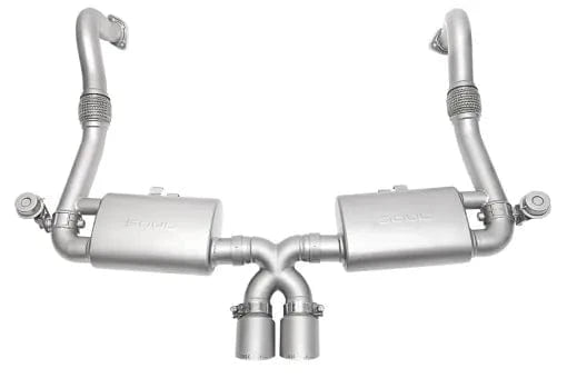 Kies-Motorsports Soul Performance Porsche 718 Cayman / Boxster Valved Exhaust System -Slash Cut Single Wall Tips Signature Satin Main image