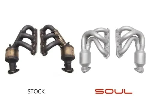 Kies-Motorsports Soul Performance Porsche 987.1 Cayman / Boxster Long Tube Street Headers (w/ HJS 200 cell catalytic converters)