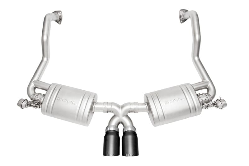 Kies-Motorsports Soul Performance SOUL 09-12 Porsche 987.2 Cayman / Boxster Valved Exhaust - Slash Cut Satin Black Tips
