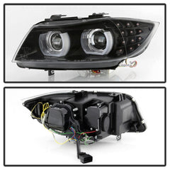 Kies-Motorsports SPYDER Spyder 09-12 BMW E90 3-Series 4DR Projector Headlights Halogen - LED - Black - PRO-YD-BMWE9009-BK