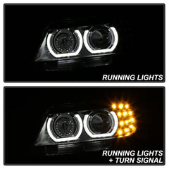 Kies-Motorsports SPYDER Spyder 09-12 BMW E90 3-Series 4DR Projector Headlights Halogen - LED - Black - PRO-YD-BMWE9009-BK