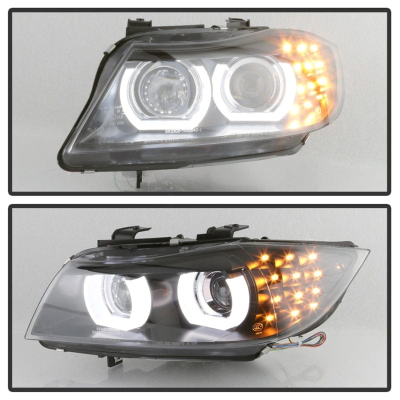 Kies-Motorsports SPYDER Spyder 09-12 BMW E90 3-Series 4DR Projector Headlights Halogen - LED - Black - PRO-YD-BMWE9009-BK