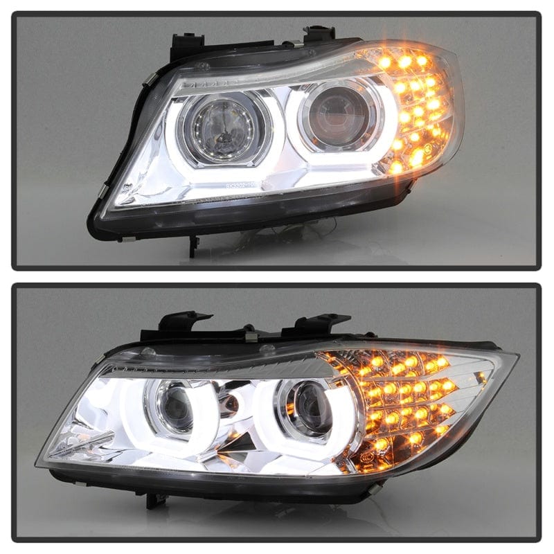 Kies-Motorsports SPYDER Spyder 09-12 BMW E90 3-Series 4DR Projector Headlights Halogen - LED - Chrome - PRO-YD-BMWE9009-C