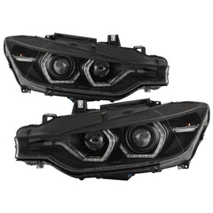 Kies-Motorsports SPYDER Spyder 12-14 BMW F30 3 Series 4DR Projector Headlights - Black PRO-YD-BMWF3012-AFSHID-BK