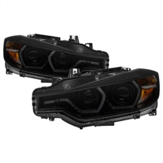 Kies-Motorsports SPYDER Spyder 12-14 BMW F30 3 Series 4DR Projector Headlights - LED DRL - Blk Smoke PRO-YD-BMWF3012-DRL-BSM