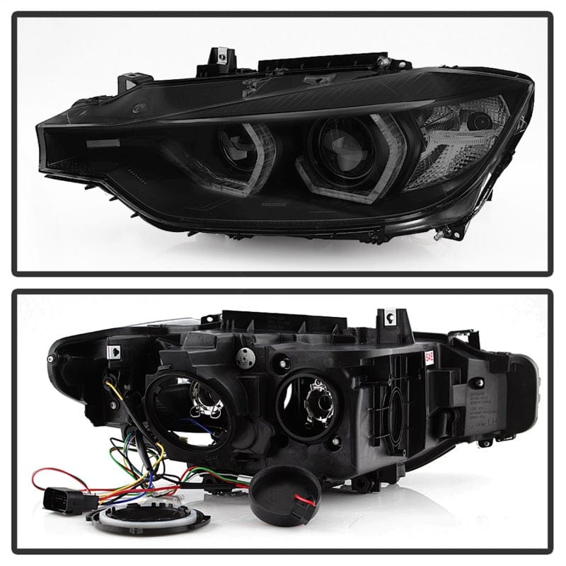 Kies-Motorsports SPYDER Spyder 12-14 BMW F30 3 Series 4DR Projector Headlights - LED DRL - Blk Smoke PRO-YD-BMWF3012-DRL-BSM