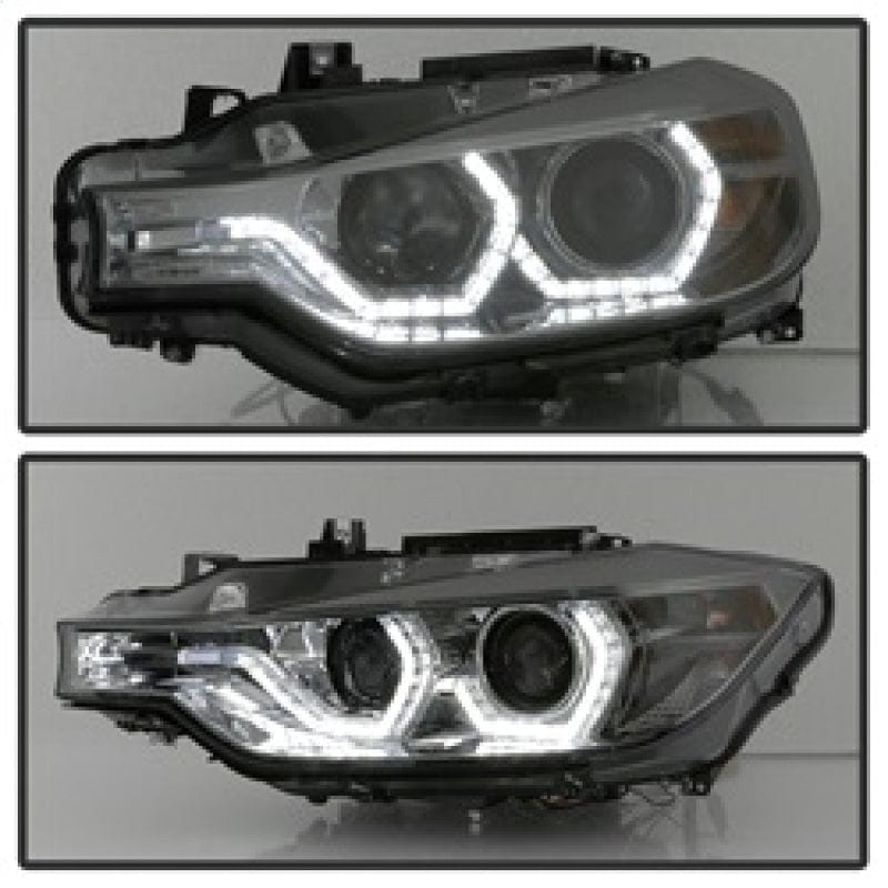 Kies-Motorsports SPYDER Spyder 12-14 BMW F30 3 Series 4DR Projector Headlights - LED DRL - Smoke (PRO-YD-BMWF3012-DRL-SM)