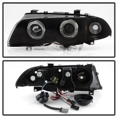 Kies-Motorsports SPYDER Spyder 99-01 BMW E46 3 Series 4DR Projector Headlights 1PC LED Halo (PRO-YD-BMWE46-4D-HL-AM-BSM)