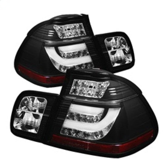 Kies-Motorsports SPYDER Spyder BMW E46 3-Series 02-05 4Dr Light Bar Style LED Tail Lights Black ALT-YD-BE4602-4D-LBLED-BK