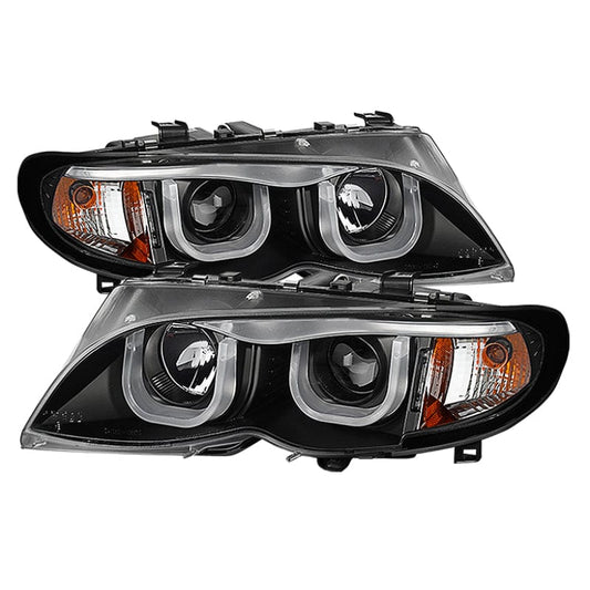 Kies-Motorsports SPYDER Spyder BMW E46 3-Series 02-05 4DR Projector Headlights 1PC 3D Halo Blk PRO-YD-BMWE4602-4D-3DDRL-BK