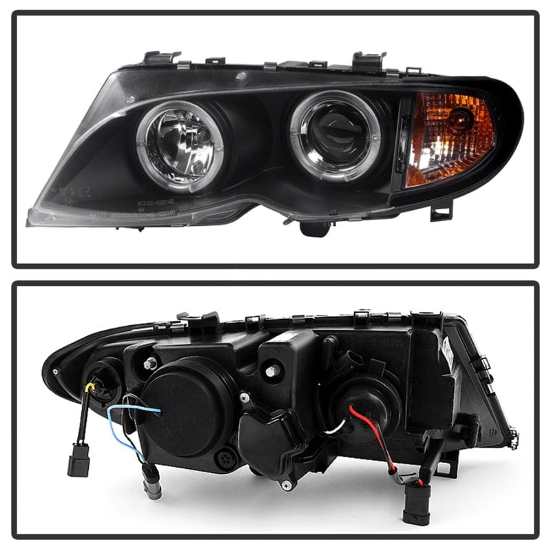 Kies-Motorsports SPYDER Spyder BMW E46 3-Series 02-05 4DR Projector Headlights 1PC LED Halo Blk PRO-YD-BMWE4602-4D-AM-BK